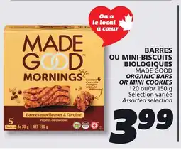 IGA MADE GOOD ORGANIC BARS OR MINI COOKIES offer