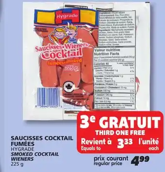 IGA HYGRADE SMOKED COCKTAIL WIENERS offer