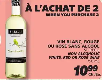 IGA ST. REGIS NON-ALCOHOLIC WHITE, RED OR ROSÉ WINE offer