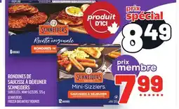 Metro RONDINES DE SAUCISSE À DÉJEUNER SCHNEIDERS | SCHNEIDERS FROZEN BREAKFAST ROUNDS offer