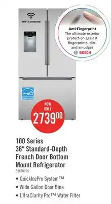 The Brick Bosch 36 26 Cu. Ft. 100 Series Smart French-Door Refrigerator - Stainless Steel - B36FD10ENS offer