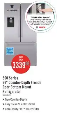 The Brick Bosch 21.6 Cu. Ft. Counter-Depth French-Door Refrigerator - B36CD50SNS offer