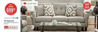 The Brick Made in Canada Cindy Crawford Home Kylie 78 Linen-Look Sofa with Wood Legs - Zeus Pearl offer