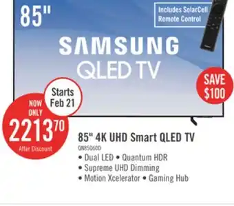 The Brick Samsung 85 QLED Edge-Lit 4K UHD Quantum HDR 60Hz Smart TV (QN85Q60DAFXZC) offer