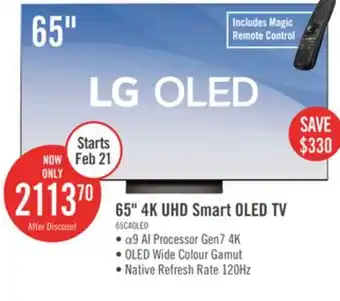 The Brick LG 65 OLED evo 4K HDR10 120Hz AMD FreeSync webOS Smart TV (OLED65C4PUA) offer