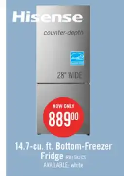 The Brick Hisense 27.7 14.7 Cu. Ft. Bottom-Mount Refrigerator - Titanium - RB15A2CSE offer