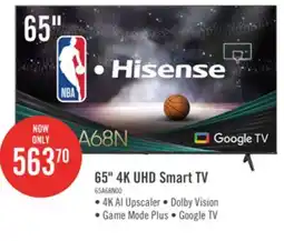 The Brick Hisense 65 4K UHD HDR10 Dolby Vision 60Hz Google Smart TV (65A68N) offer