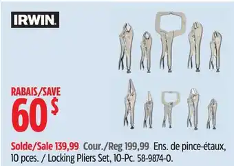 Canadian Tire Irwin Locking Pliers offer