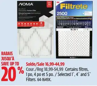 Canadian Tire Selected 1˝, 4˝ and 5˝ Filters offer