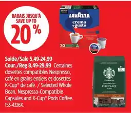 Canadian Tire Selected Whole Bean, Nespresso-Compatible Capsules and K-Cup Pods Coffee offer