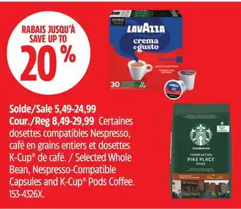 Canadian Tire Selected Whole Bean, Nespresso-Compatible Capsules and K-Cup Pods Coffee offer