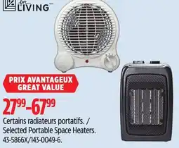 Canadian Tire FOR LIVING Selected Portable Space Heaters offer