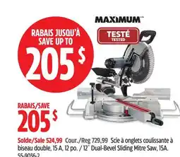 Canadian Tire MAXIMUM 12˝ Dual-Bevel Sliding Mitre Saw, 15A offer