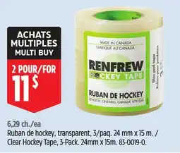 Canadian Tire Renfrew Clear Hockey Tape, 3-Pack.24mm x 15m offer