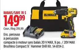 Canadian Tire DEWALT 20V MAX Brushless Compact 1⁄2˝ Hammer Drill Kit offer