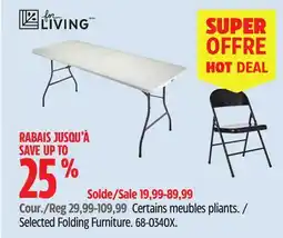 Canadian Tire FOR LIVING Selected Folding Furniture offer