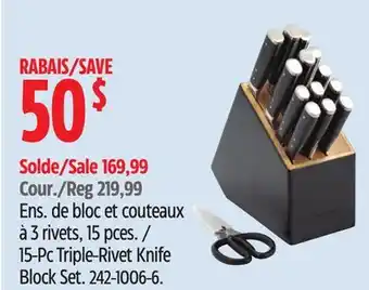 Canadian Tire KitchenAid 15-Pc Triple-Rivet Knife Block Set offer