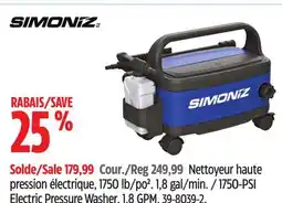 Canadian Tire Simoniz 1750-PSI Electric Pressure Washer offer