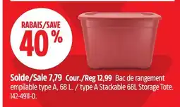 Canadian Tire type A Stackable 68L Storage Tote offer