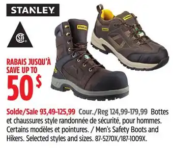 Canadian Tire Stanley Men's Safety Boots and Hikers offer