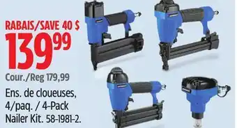 Canadian Tire Mastercraft 4-Pack Nailer Kit offer