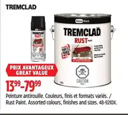 Canadian Tire TREMCLAD Rust Paint. Assorted colours, finishes and sizes offer