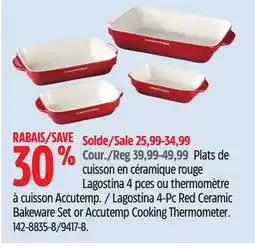 Canadian Tire Lagostina 4-Pc Red Ceramic Bakeware Set or Accutemp Cooking Thermometer offer