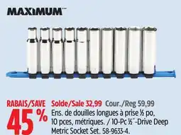 Canadian Tire MAXIMUM 10-Pc 1⁄2˝-Drive Deep Metric Socket Set offer