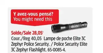 Canadian Tire Police Security Elite 3C Zephyr Flashlight offer