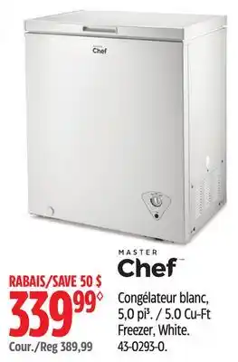 Canadian Tire Master Chef Freezer offer