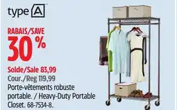 Canadian Tire TYPE A Heavy-Duty Portable Closet offer