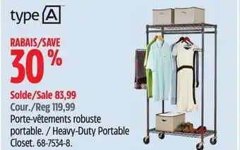 Canadian Tire TYPE A Heavy-Duty Portable Closet offer