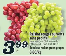 Marché Richelieu RAISINS ROUGES OU VERTS SANS PÉPINS | SEEDLESS RED OR GREEN GRAPES offer