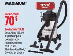 Canadian Tire Maximum 30L Stainless-Steel Wet/ Dry Vac offer