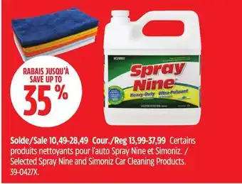 Canadian Tire Selected Spray Nine and Simoniz Car Cleaning Products offer