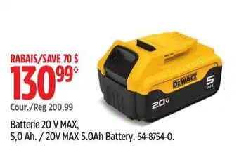 Canadian Tire Dewalt 20V MAX 5.0Ah Battery offer