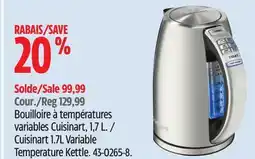 Canadian Tire Cuisinart 1.7L Variable Temperature Kettle offer