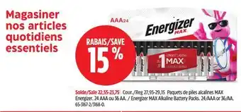 Canadian Tire Energizer MAX Alkaline Battery Packs offer