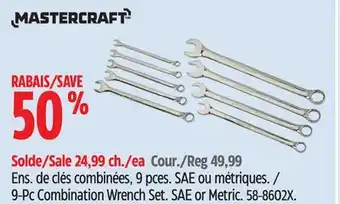 Canadian Tire Mastercraft 9-Pc Combination Wrench Set. SAE or Metric offer