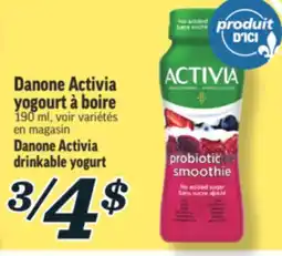 Marché Richelieu DANONE ACTIVIA YOGOURT À BOIRE | DANONE ACTIVIA DRINKABLE YOGURT offer