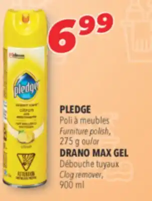 Familiprix PLEDGE Furniture polish, 275 g or DRANO MAX GEL Clog remover, 900 ml offer