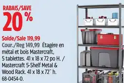 Canadian Tire Mastercraft 5-Shelf Metal & Wood Rack 41 x 18 x 72 h offer