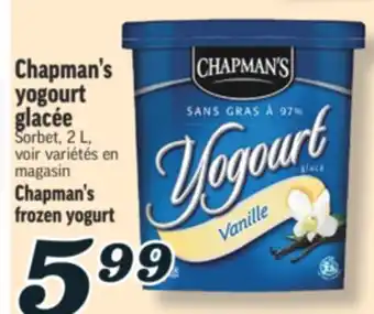 Marché Richelieu CHAPMAN'S YOGOURT GLACÉE | CHAPMAN'S FROZEN YOGURT offer