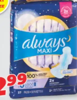 Familiprix ALWAYS, Pads or pantiliners or TAMPAX, Tampons, selected products offer