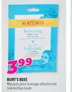 Familiprix BURT'S BEES, Selected face masks offer