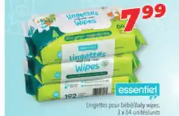 Familiprix ESSENTIEL, Lingettes pour bébé/Baby wipes, 3 x 64 unités/units offer