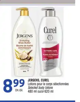 Uniprix JERGENS, CUREL Lotions pour le corps sélectionnées/ Selected body lotions offer