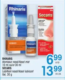 Uniprix RHINARIS Atomiseur nasal/Nasal mist, SECARIS Lubrifiant nasal/Nasal lubricant Gel offer