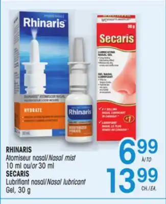 Uniprix RHINARIS Atomiseur nasal/Nasal mist, SECARIS Lubrifiant nasal/Nasal lubricant Gel offer