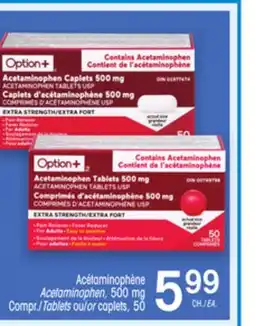 Uniprix OPTION+ Acétaminophène/ Acetaminophen, 500 mg offer